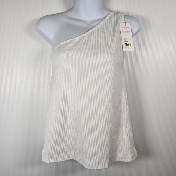 NWT Lilly Pulitzer Gael Knit White Ribbed One Shoulder Top Size XL Chic Elegant - Picture 1 of 7
